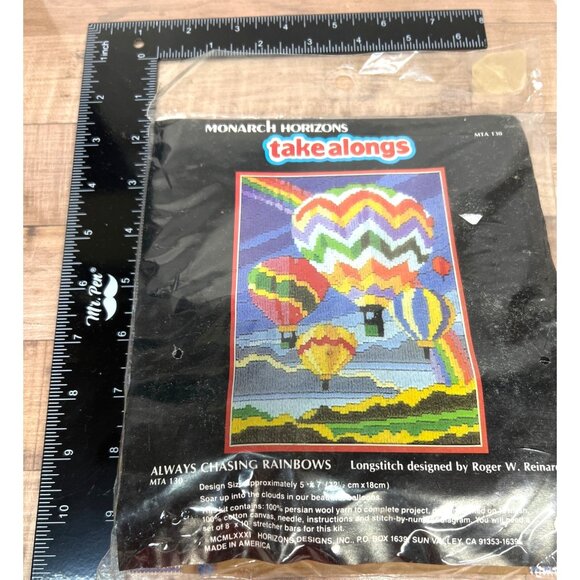 Monarch Horizons Longstitch Kit Always Chasing Rainbows 5"x7" With Yarn & Canvas - Picture 2 of 4
